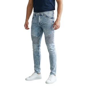 H&M Divided Jeans Men's Size 34 Denim Blue Button Fly Skinny Moto Biker